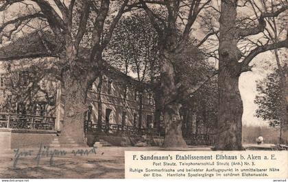 Sandmann Etablissement Elbhaus bei Aken (Elbe) AK 1914
