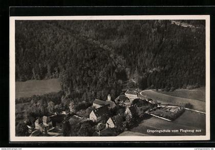 AK Schelklingen, Kloster Urspring und Urspringschule vom Flugzeug aus