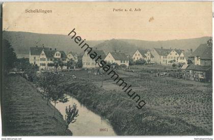 Schelklingen - Partie an der Ach - Verlag Reinicke & Rubin Dresden - runder Bahnpoststempel