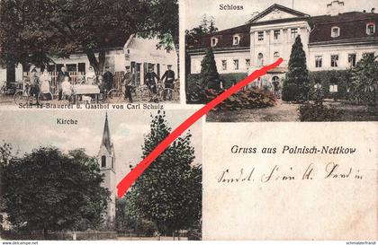 AK Polnisch Schlesisch Nettkow Nietkow Brauerei Gasthof a Läsgen Lessen Rothenburg Oder Czerwiensk Deutsch Nietkowice