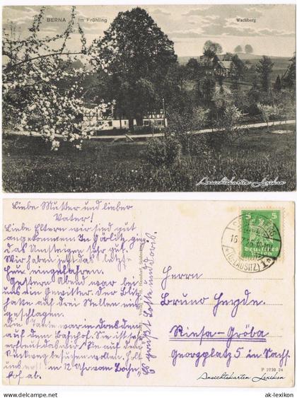Postcard Berna (Oberlausitz) Bierna Blick auf den Ort mit Wachberg 1926