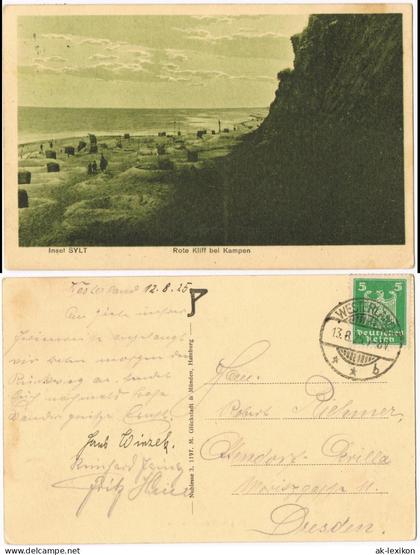 Ansichtskarte Kampen (Sylt) Rote Kliff bel Kampen Insel SYLT 1925