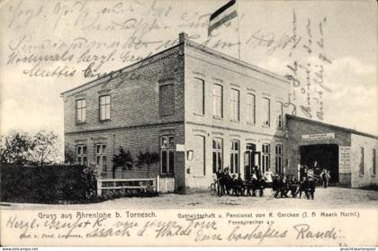 CPA Ahrenlohe Tornesch in Holstein, Gastwirtschaft, Pension von R. Gercken, deutscher Kaiserflagge