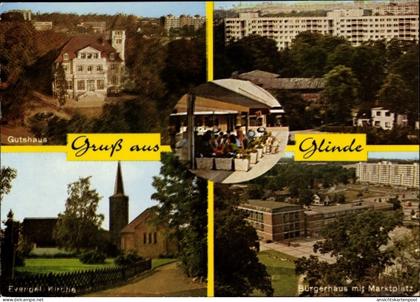 CPA Glinde in Schleswig Holstein, Gutshaus, Bürgerhaus mit Marktplatz, Evangelische Kirche