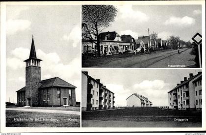 CPA Harksheide Norderstedt Schleswig Holstein, Ortspartie, Hauptstraße, Kirche