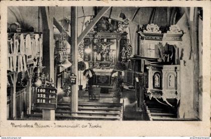 CPA Nordseebad Büsum, Innenansicht einer Kirche, Bänke, Altar, religiöse Dekoration, keine Persone