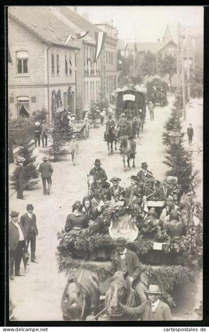 Foto-AK Schlüchtern /Hessen, Festzug mit Pferdekarren