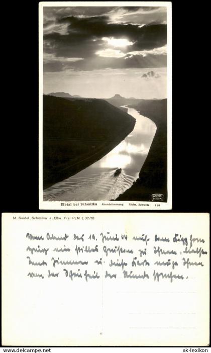 Ansichtskarte Schmilka Dampfer - Elbtal 1941