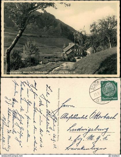 Ansichtskarte Schömberg (Schwarzwald) Kapfenhardter Mühle 1935