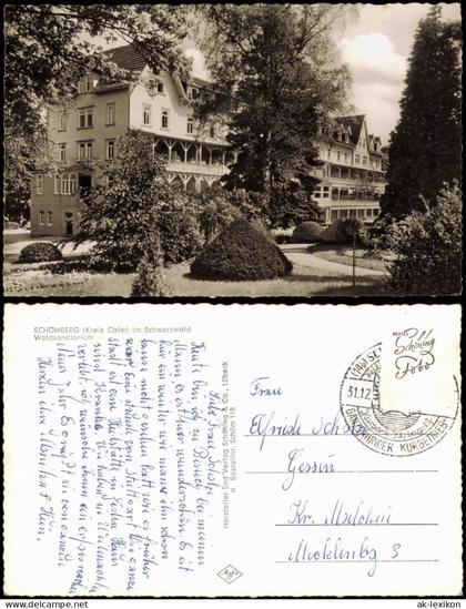 Ansichtskarte Schömberg (Schwarzwald) Waldsanatorium 1962