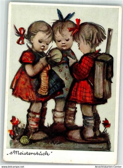38179374 - Zwei Schlumaedchen mit strickender Freundin Verlag Josef Mueller Nr. 5332 Notopfermarke