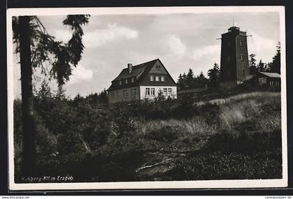 AK Kuhberg / Schönheide, Gasthof Neues Berghaus mit Aussichtsturm