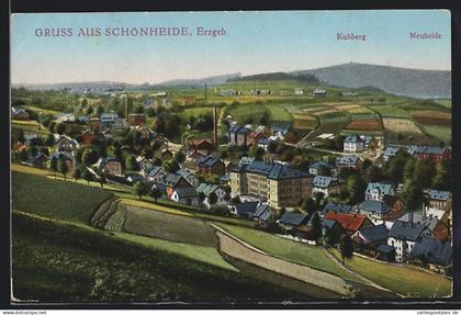 AK Schönheide /Erzgebirge, Ortsansicht mit Kuhberg und Neuheide