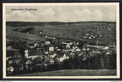 AK Schönheide i. Erzgebirge, Teilansicht mit Kirche