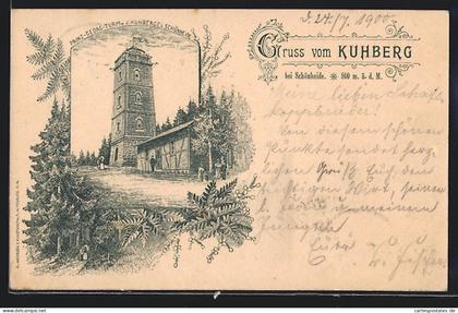 Lithographie Schönheide / Erzg., Prinz-Georg-Turm auf dem Kuhberg