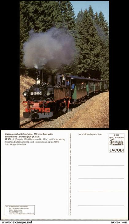 Neuheide Schönheide Erzgebirge Dampflok 99 1561-2 der Museumsbahn 1999