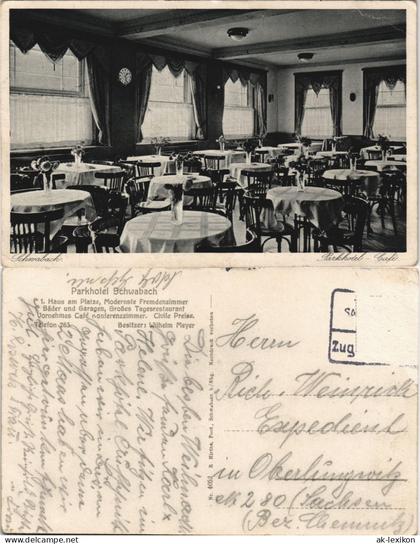 Ansichtskarte Schwabach Parkhotel Schwabach - Saal 1929