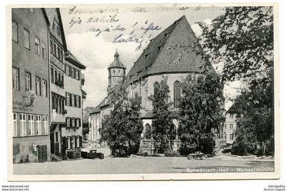 Schwäbisch Hall, St. Michael's Church old postcard travelled 1935 Hall Pmk b170620