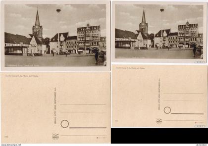 Senftenberg (Niederlausitz) Altmarkt mit Kirche und Tankstelle 1933