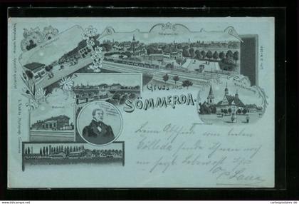 Mondschein-Lithographie Sömmerda, Munitions- und Waffenfabrik AG, Bahnhof, Marktstrasse