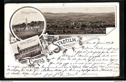 Lithographie Stadtilm, Methfessel-Denkmal, Schloss zu Stadtilm