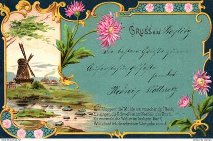 Steglitz, Grusskarte, Vorder- u. rückseitig illustriert (sehr selten !!!), 1900