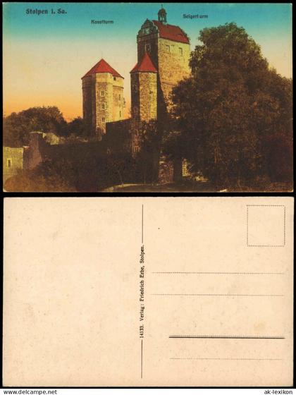 Ansichtskarte Stolpen Burg Stolpen - Koselturm, Seigerturm 1914