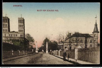 AK Straupitz, Strassenblick vom Schloss aus