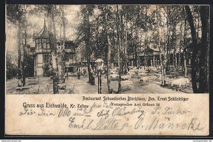 AK Eichwalde /Teltow, Restaurant Schwedisches Blockhaus, Bes. Ernst Schlichtiger
