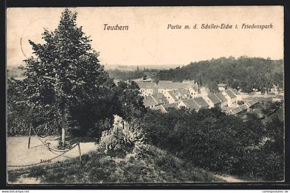 AK Teuchern, Ortsansicht mit Schiller-Eiche im Friedenspark