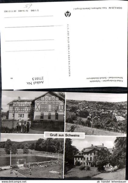 271013,Gruß aus Schweina Totale Fröbel-Kindergarten Schwimmbad Schloss Glücksbrunn Mehrbildkarte