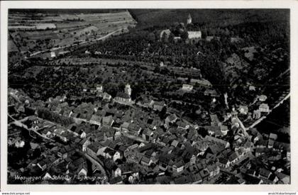 CPA Wasungen im Thüringer Wald, Fliegeraufnahme Ort mit Schloss