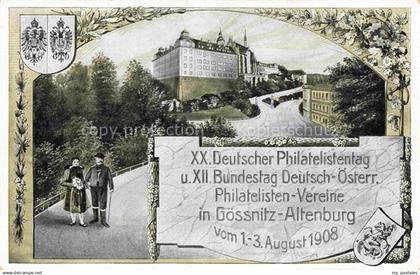 Goessnitz ALTENBURG (S.A.) Thueringen Deutscher Philatelistentag 1908 Schloss