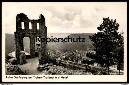 ALTE POSTKARTE TRABEN-TRARBACH AN DER MOSEL 1939 RUINE GRÄFINBURG PANORAMA Ansichtskarte AK postcard cpa