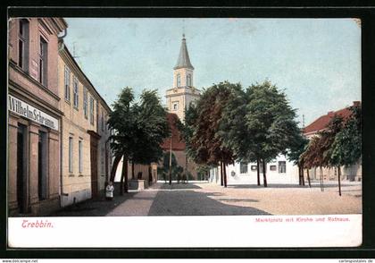 AK Trebbin, Marktplatz mit Kirche und Rathaus