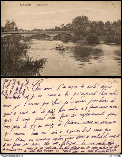 Ansichtskarte Troisdorf Aggerpartie, Brücke, Ruderboot 1920