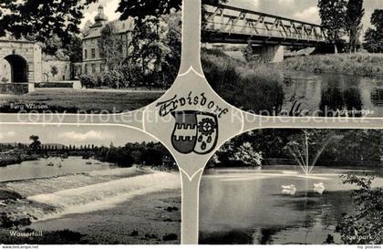 Troisdorf Burg Wissem Aggerbruecke Stadtpark Schwaene Wasserfall