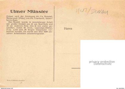 ULM  Donau Modell Ulmer Muenster erbaut 1933 nach der Zeichnung Fa. Brendel Mutt