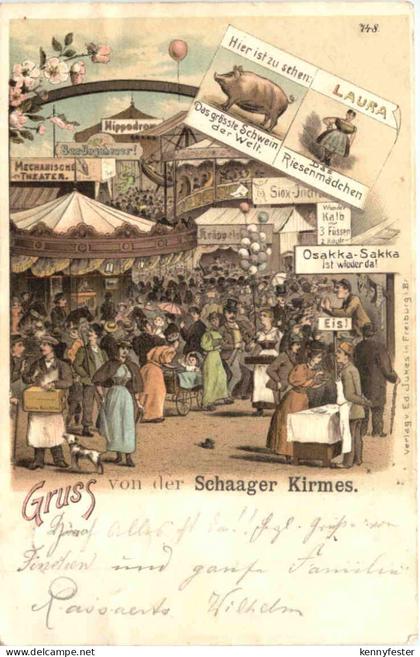 Gruss von der Schaager Kirmes - Litho - Nettetal