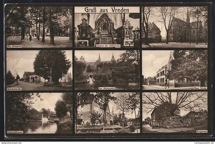 AK Vreden, Am Kirchplatz, Inneres d. Stiftskirche, Stiftskirche, Bahnhofsstr., Elektrizitätswerk, Krankenhaus