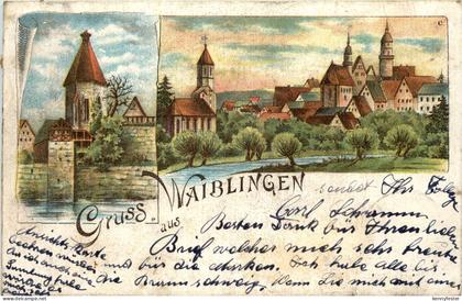 Gruss aus Waiblingen - Litho