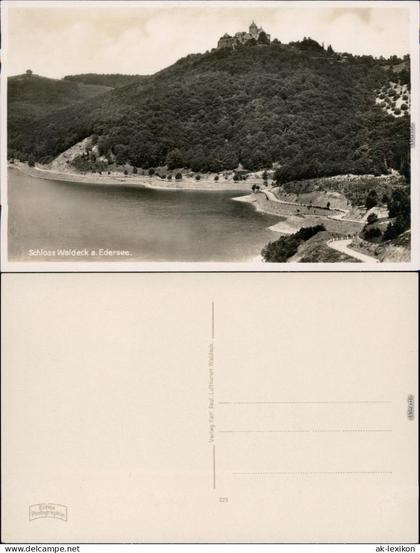 Ansichtskarte Waldeck (am Edersee) Schloss Waldeck mit Edersee 1932