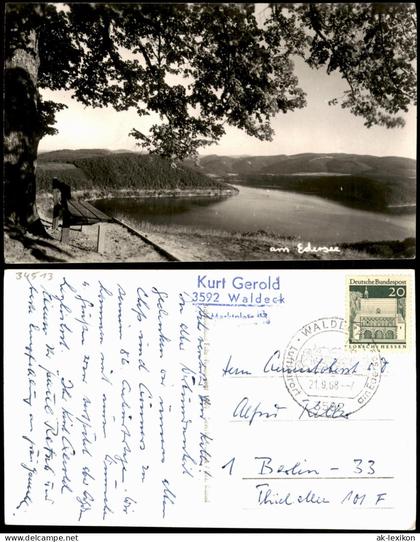 Ansichtskarte Waldeck Edersee  Blick über den Edersee 1968    Stempel WALDECK