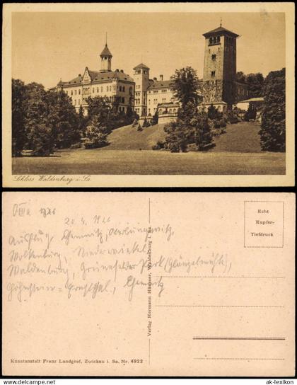 Ansichtskarte Waldenburg (Sachsen) Schloss 1926