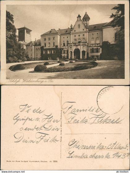 Ansichtskarte Waldenburg (Sachsen) Schloss - Rückseite 1928