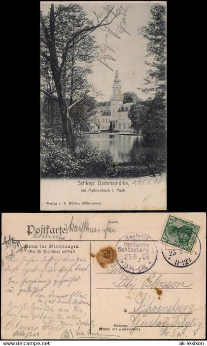 Ansichtskarte Schönwalde-Wandlitz Schloss Dammsmühle b. Mühlenbeck 1916
