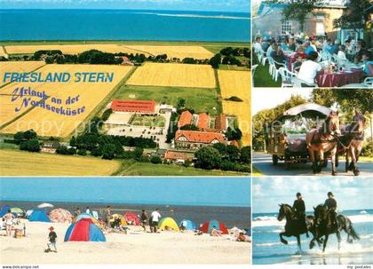 Wangerland Fliegeraufnahme Hotel Friesland Stern Strand Pferde Kutsche