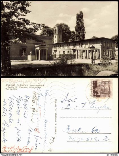 Ansichtskarte Wannsee-Berlin SCHLOSS GLIENICKE Erholungsheim 1968
