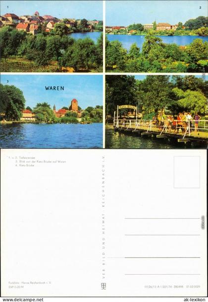 Waren (Müritz) Tiefwarensee, Blick von der Kietz-Brücke auf Waren 1974
