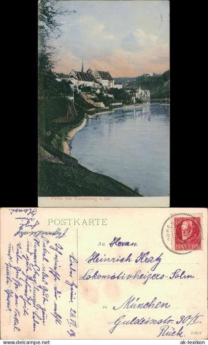 Ansichtskarte Wasserburg am Inn Wasserburg a. Inn Partie am Inn 1919